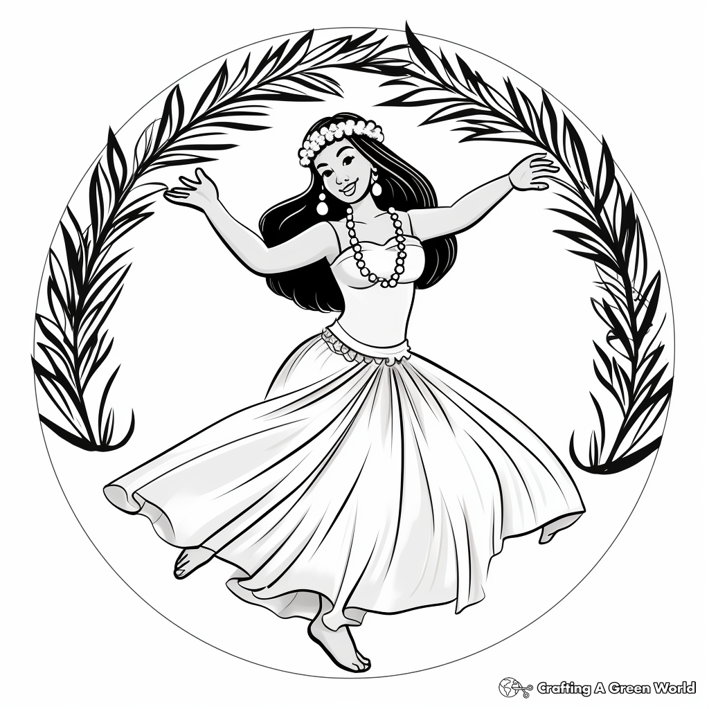 Coloring Book Hawaiian Girl Dancing Hula Royalty Free Vector VectorStock