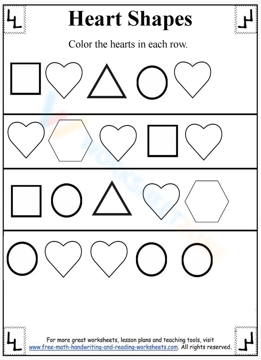 Heart Shape Worksheets