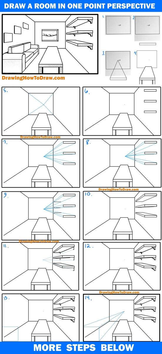 How To Draw A Room In 1 Point Perspective Easy Step By Step Drawing Tutorial How To Draw Step By Step Drawing Tutorials