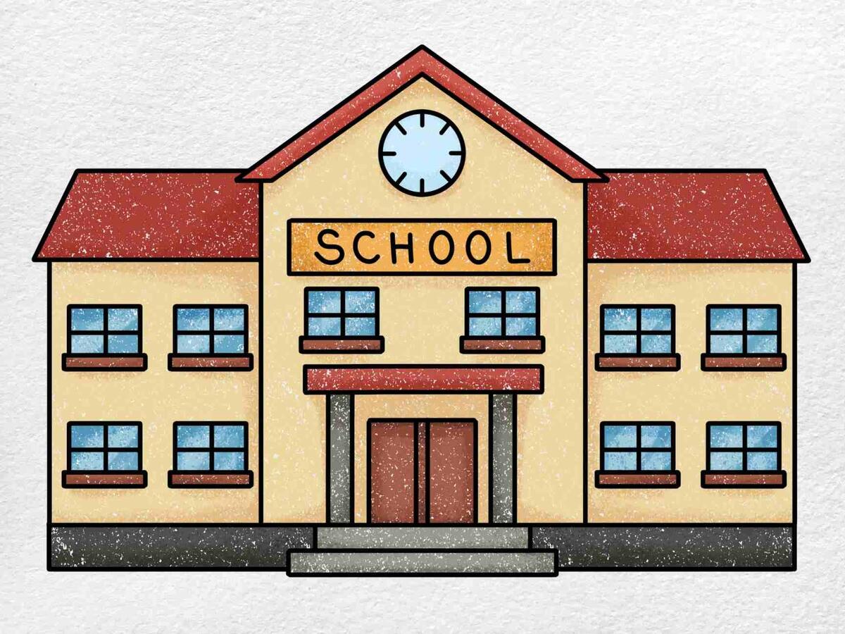 How To Draw A School HelloArtsy