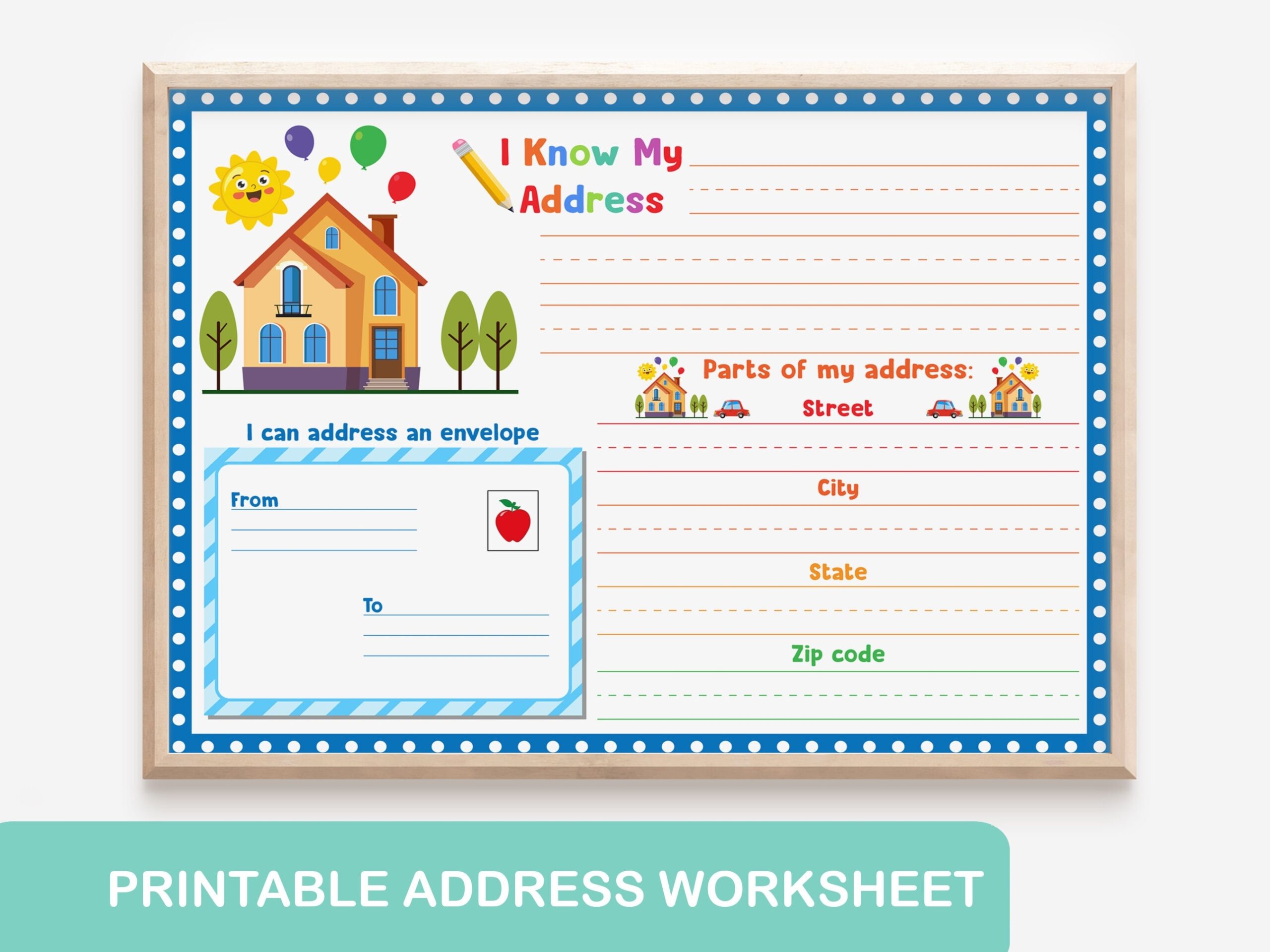 I Know My Address Kids Printable Life Skills Letter Address Worksheet Busy Book Page Life Skills Daily Learning Address Information Print Etsy Denmark