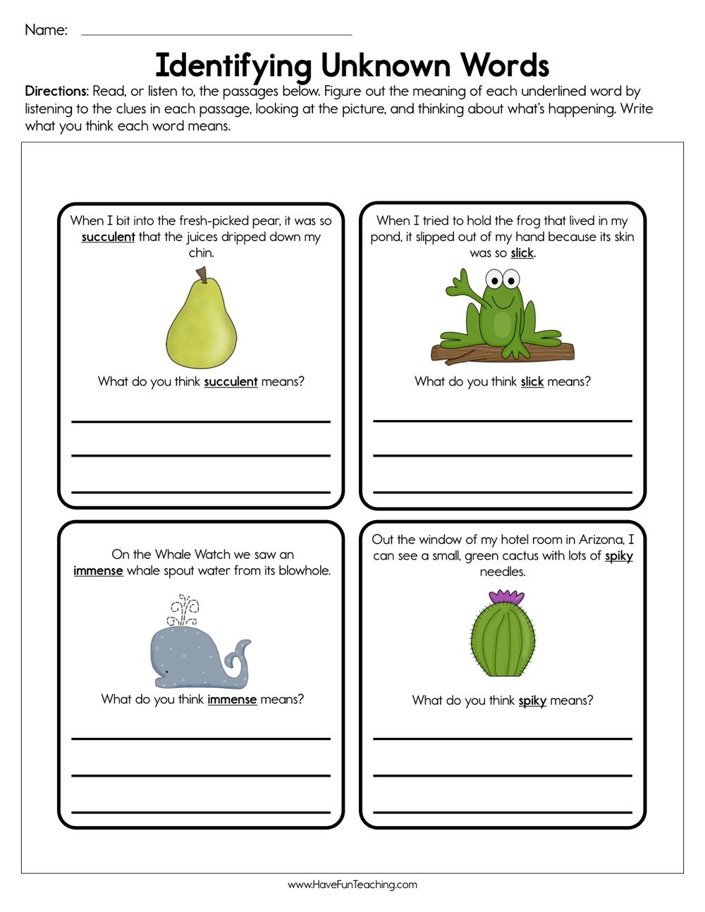 Identifying Unknown Words Worksheet Have Fun Teaching