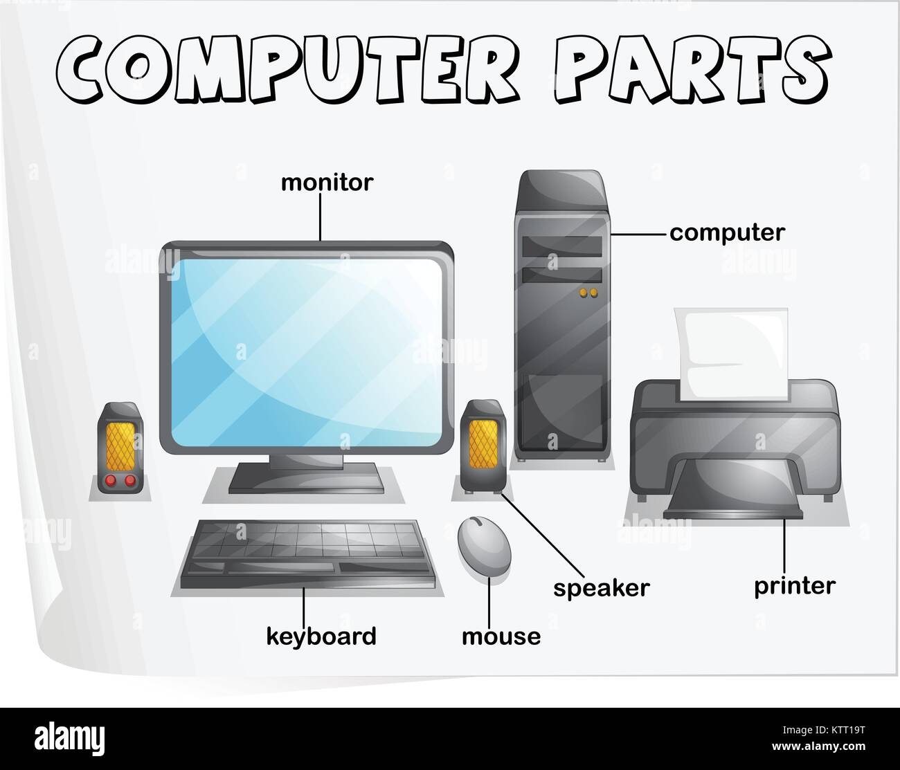Illustration Of Computer Parts Worksheet Stock Vector Image Art Alamy