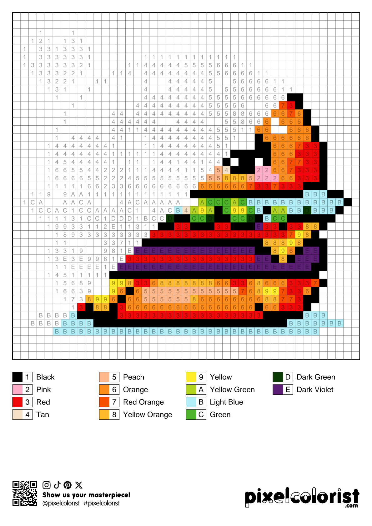 Kawaii Burger Pixel Color By Number For Adults Pixelcolorist