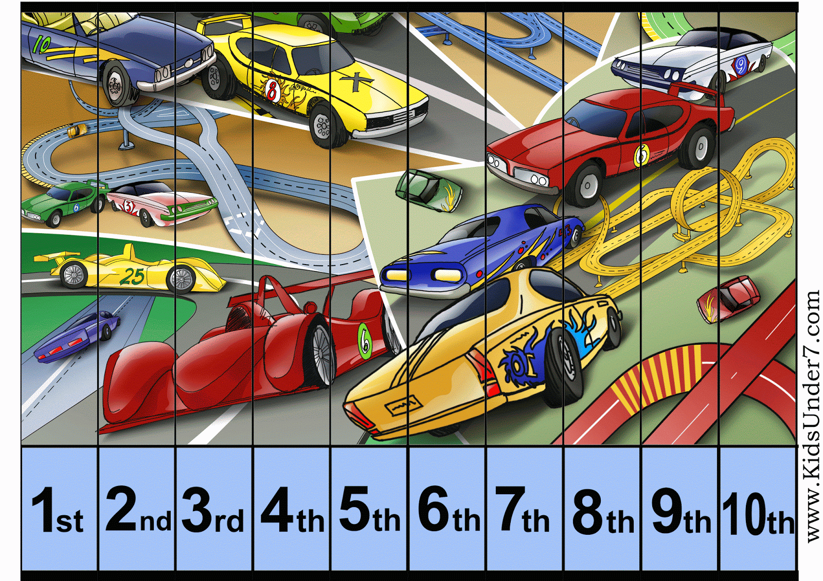 Kids Under 7 Ordinal Number Flash Cards