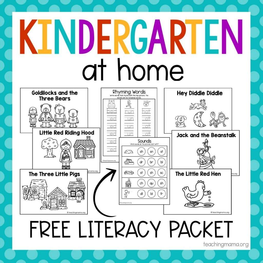 Kindergarten At Home Literacy Packet Teaching Mama