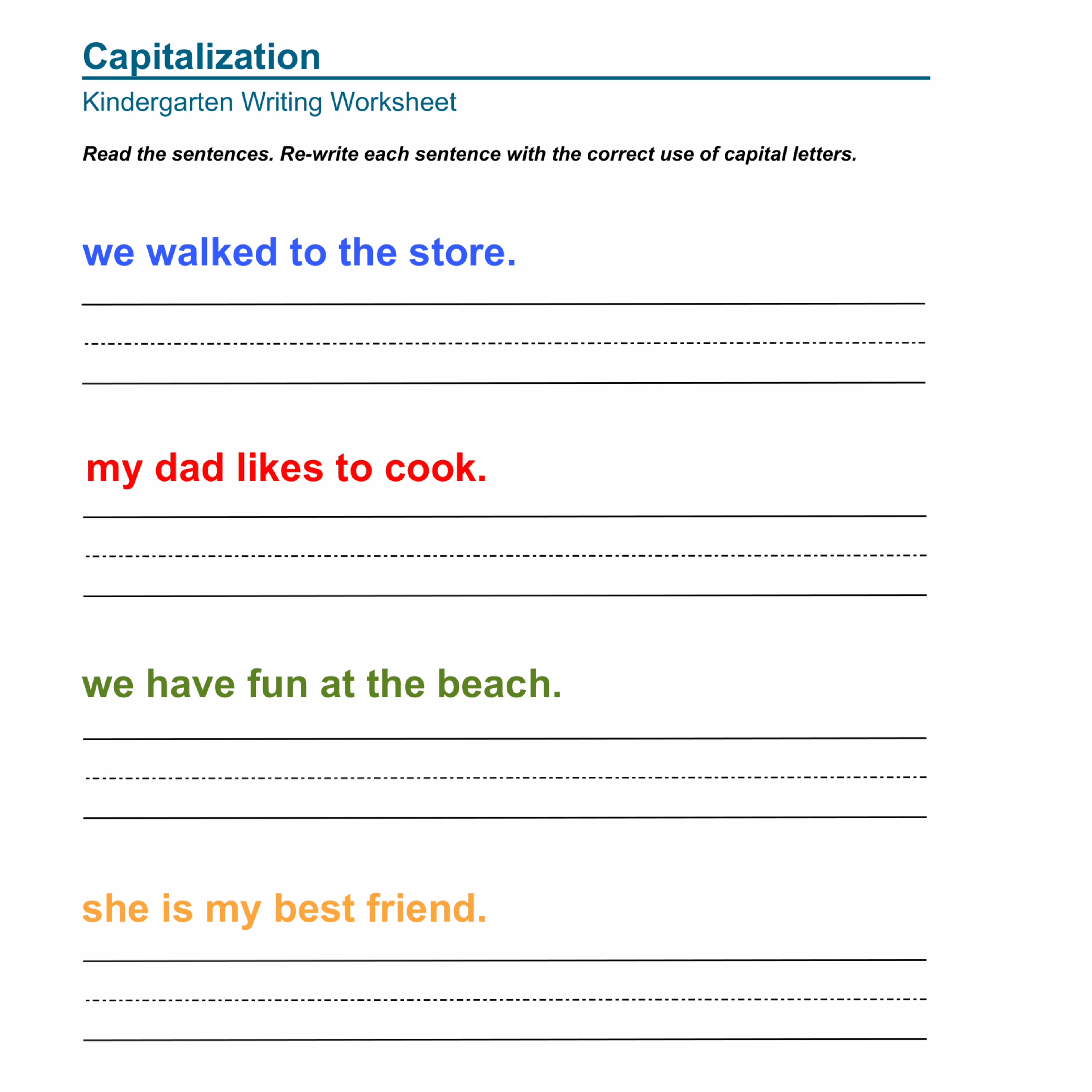 Kindergarten Capitalization Worksheets Made By Teachers