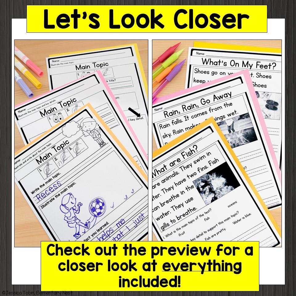 Kindergarten Main Topic And Key Details Worksheets RI K 2