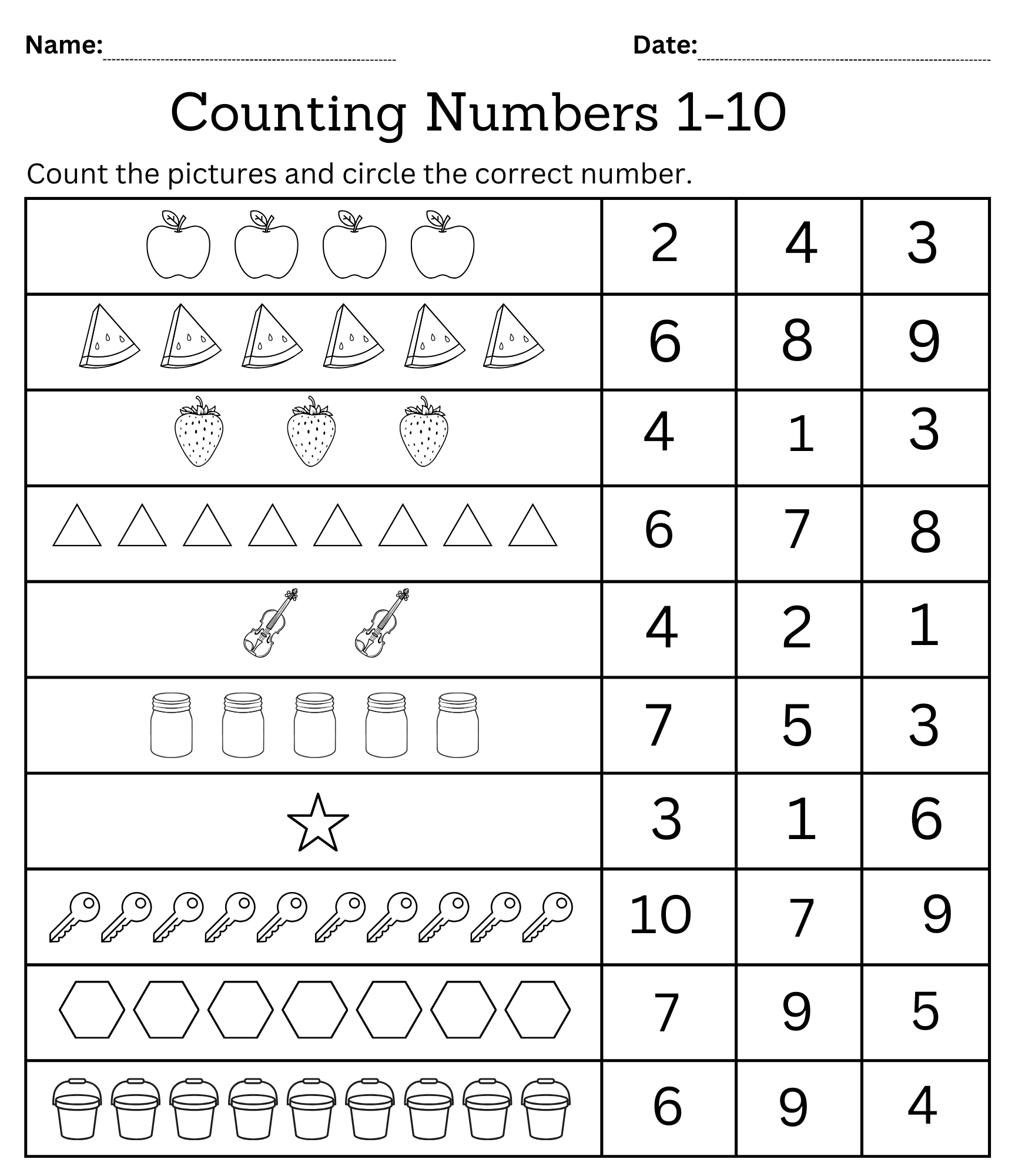 Printable Kindergarten Math Worksheets PDF Free Download
