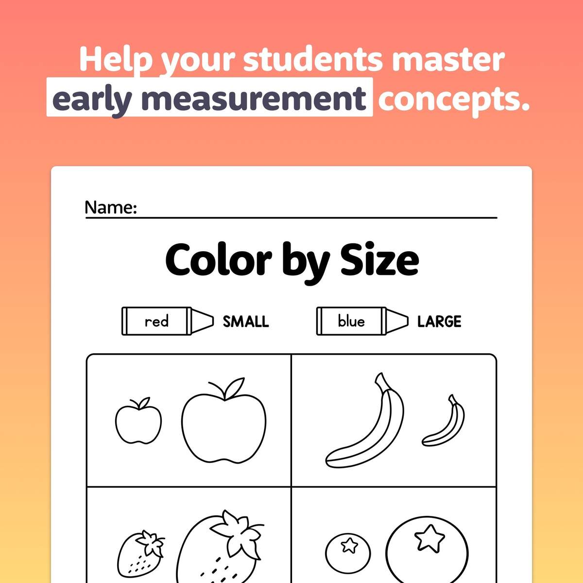 Kindergarten Measurement Worksheets Comparing Size Length Height Width Beginner Measurement Activities printable PDF Etsy