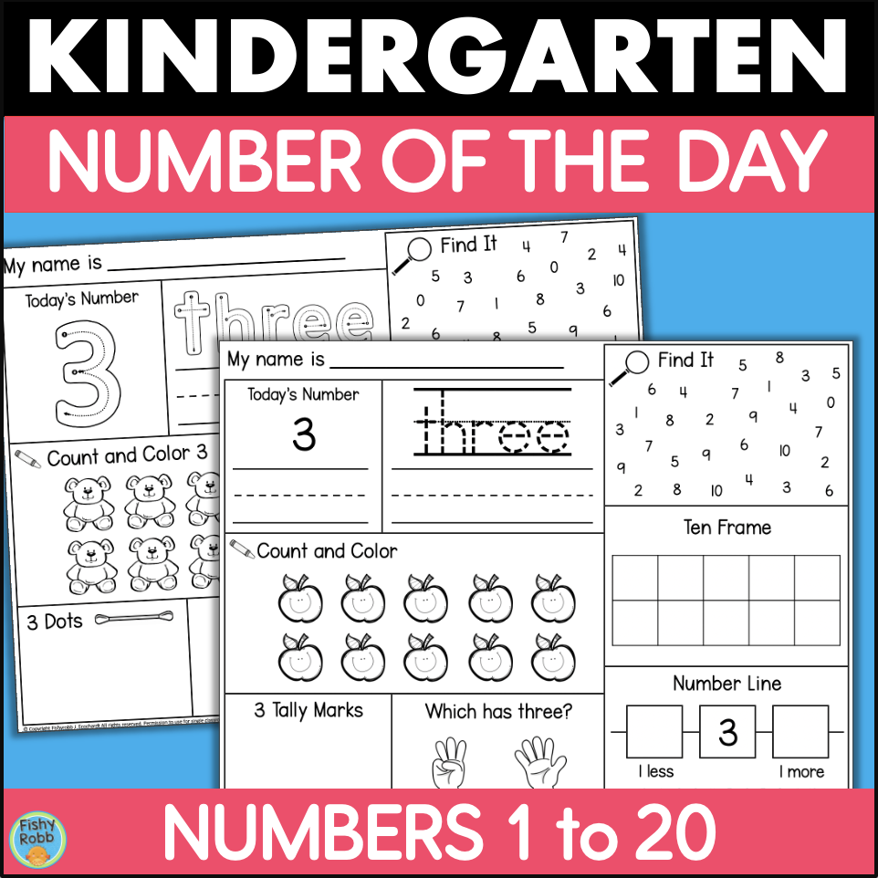 Kindergarten Number Of The Day Numbers 1 To 20 Math Worksheets