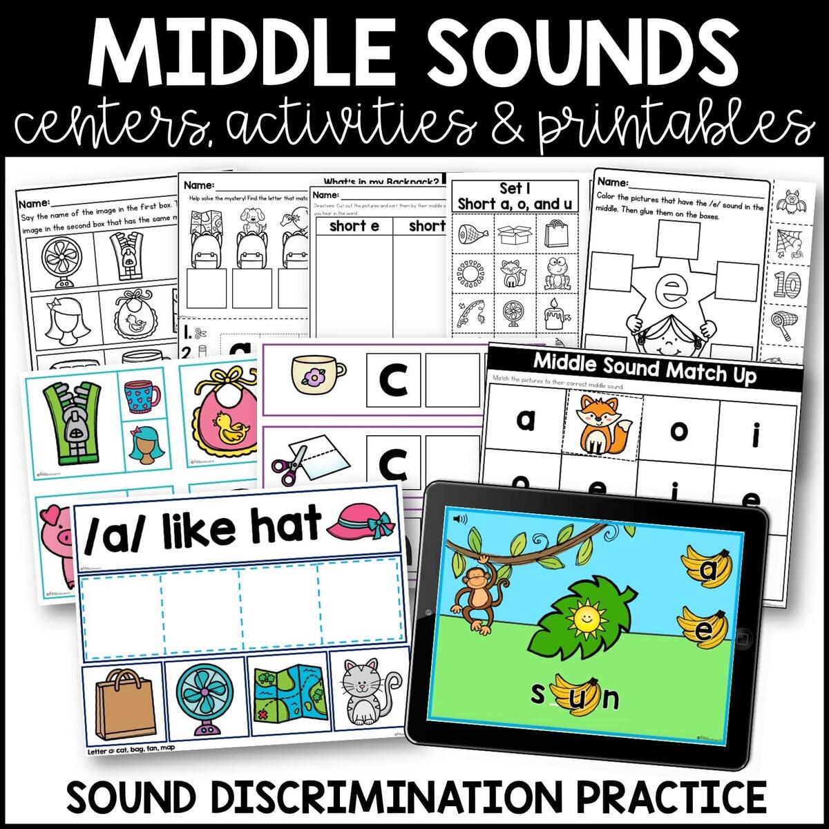Kindergarten Phonics Centers Beginning Middle And Ending Sounds Worksheets Miss Kindergarten