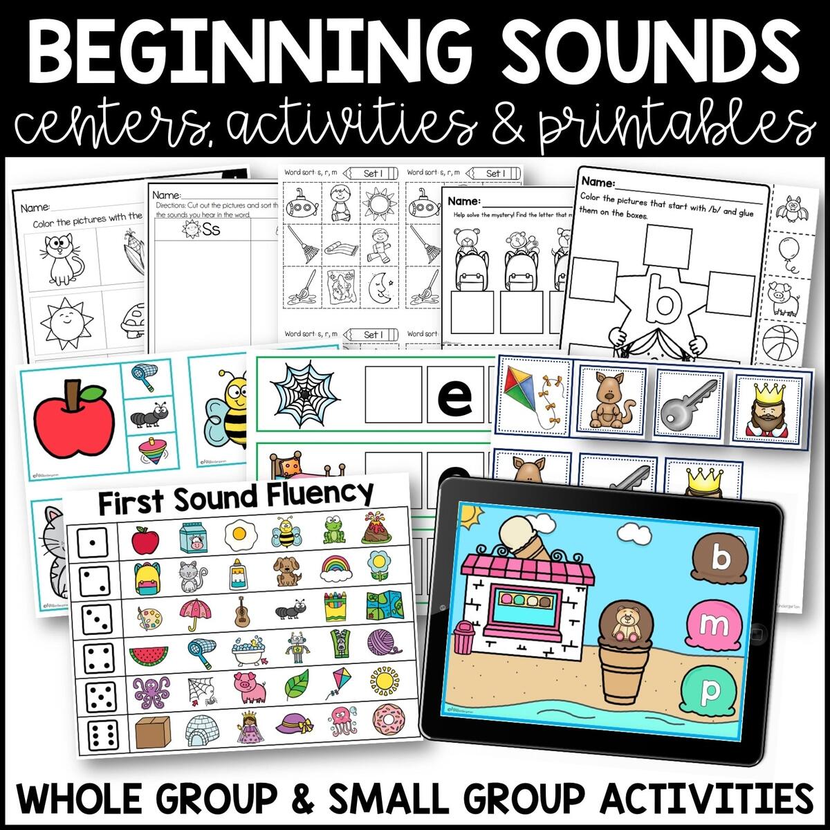 Kindergarten Phonics Centers Beginning Middle And Ending Sounds Worksheets Miss Kindergarten
