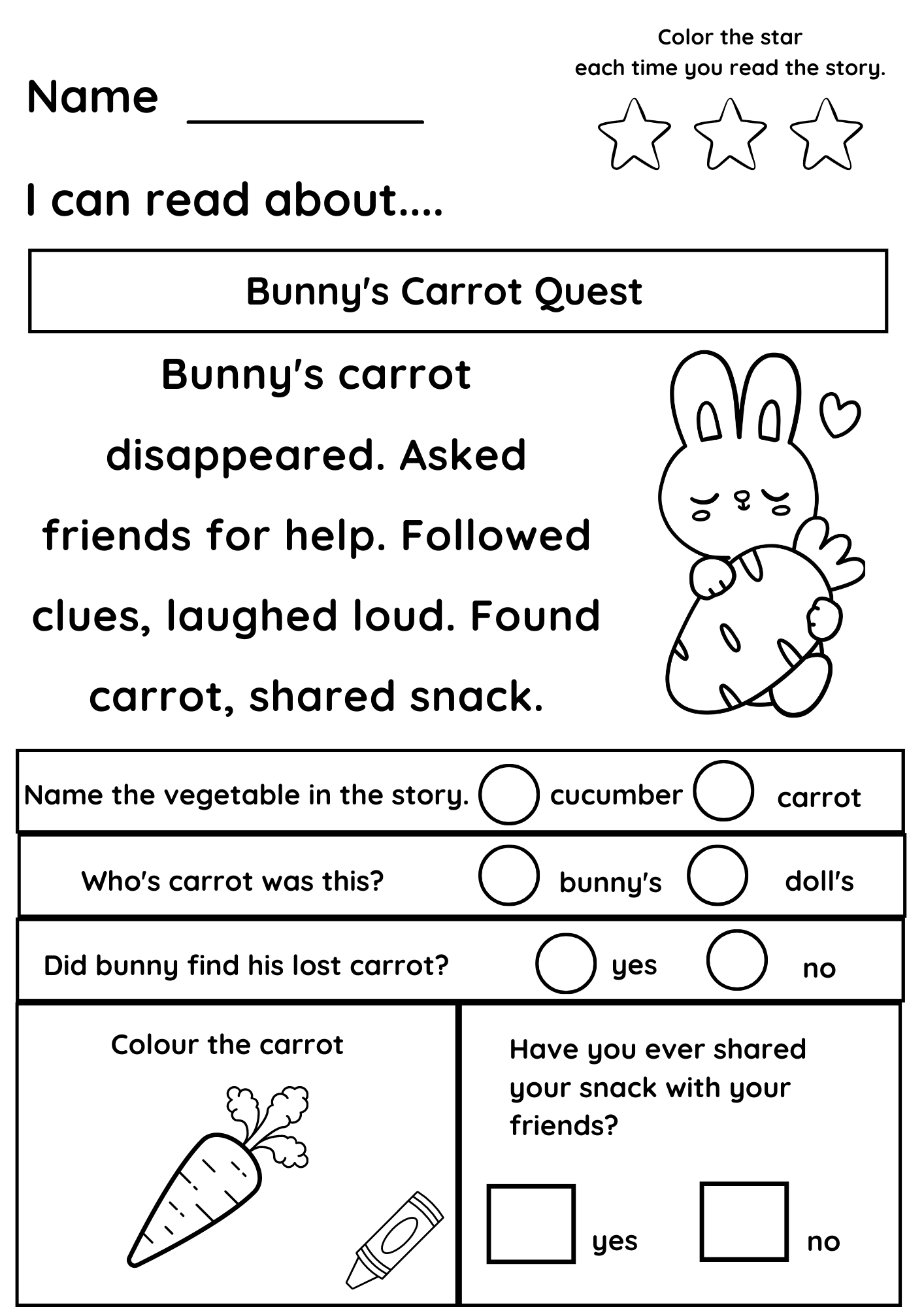 Free Printable Fall Reading Worksheet