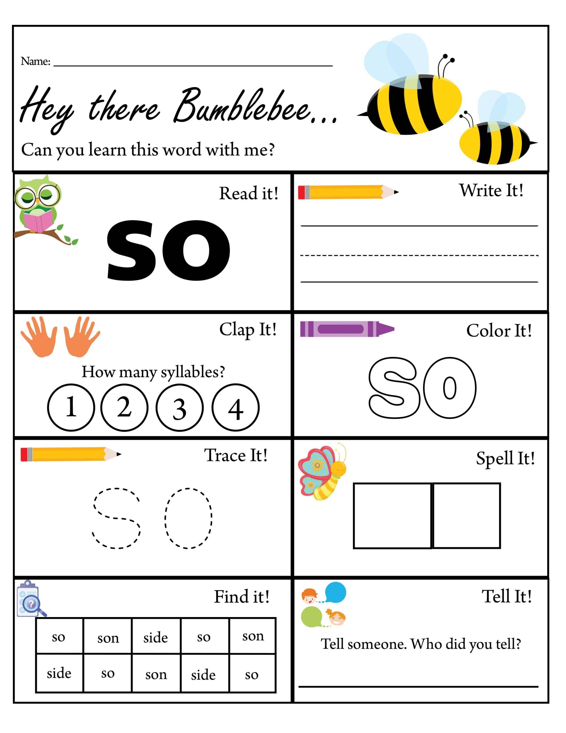 Sight Word Mini Book So Katie Roltgen Teaching
