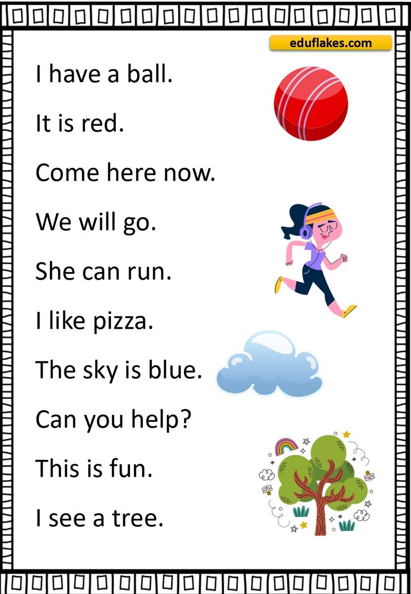 Kindergarten Sight Words Sentences Free PDF Eduflakes