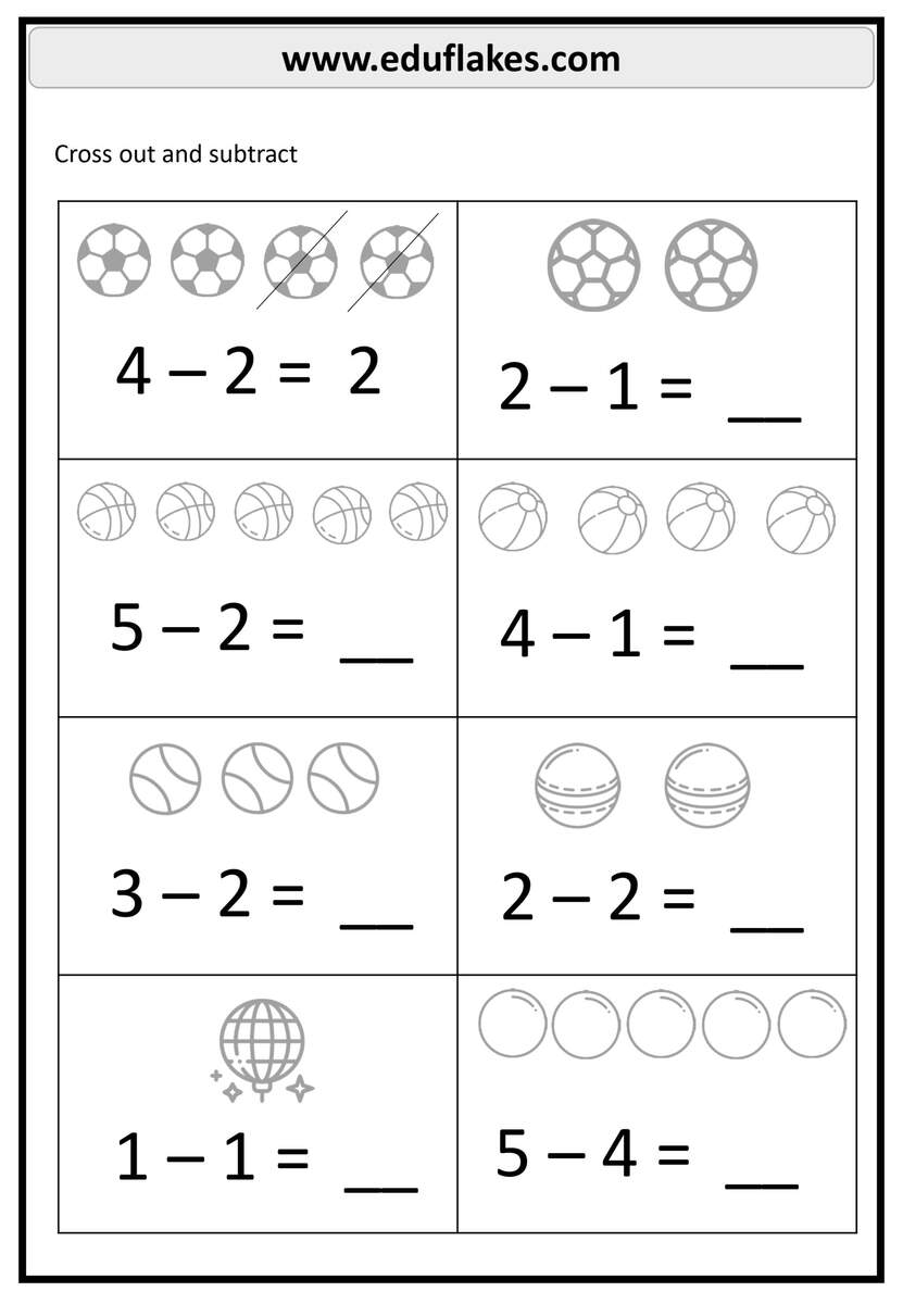 Subtract With Objects K12 Math Worksheets