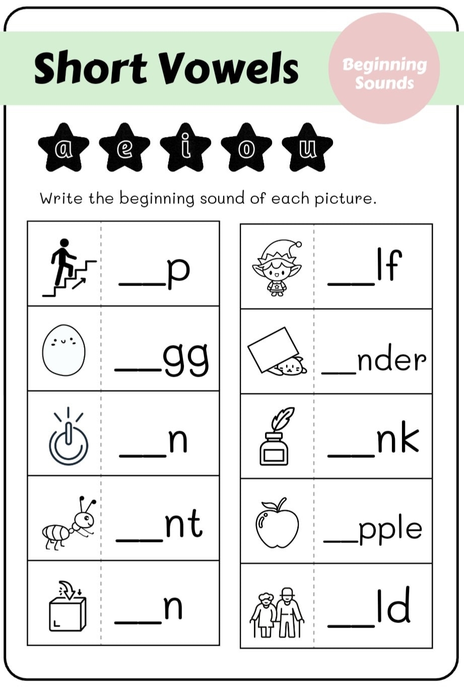 Kindergarten Vowels Worksheets Short And Long Vowels A E I O U Printable Worksheets Etsy