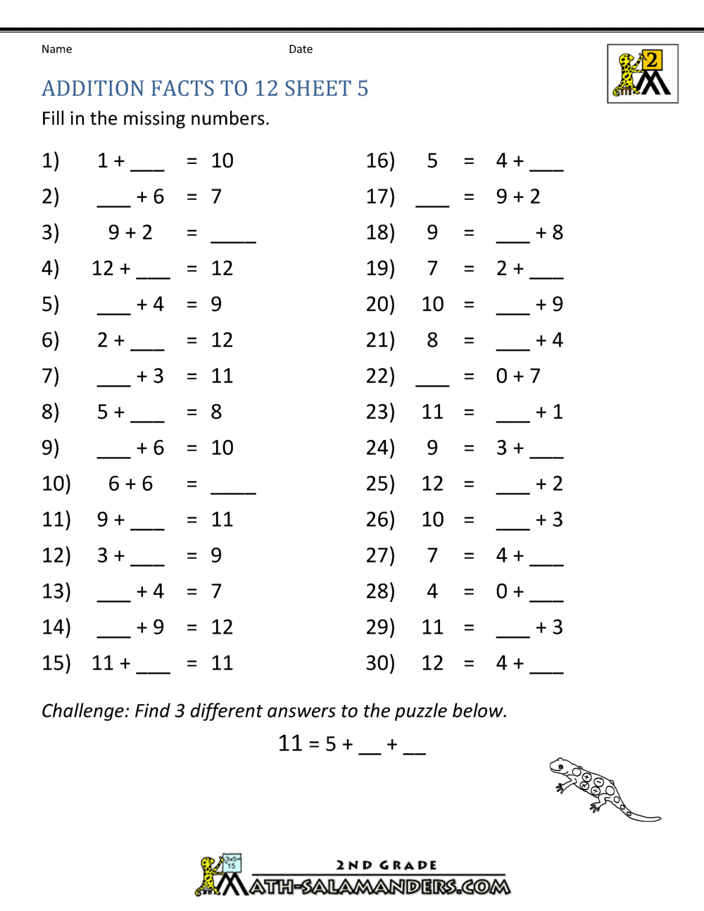Learning Addition Facts To 12 Basic Addition Facts Worksheet Adding 1 2 3 And 4 Free Printables For Kids