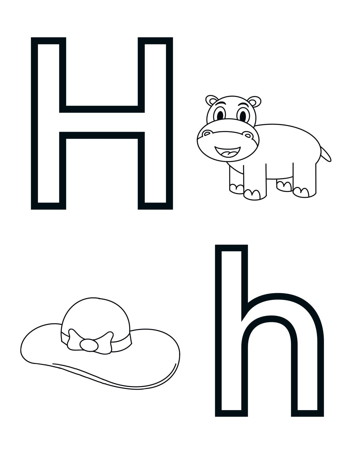 Vector Cute Kids Animal Alphabet Letter H Set Of Cute Cartoon Illustrations Coloring Page Stock Vector Adobe Stock