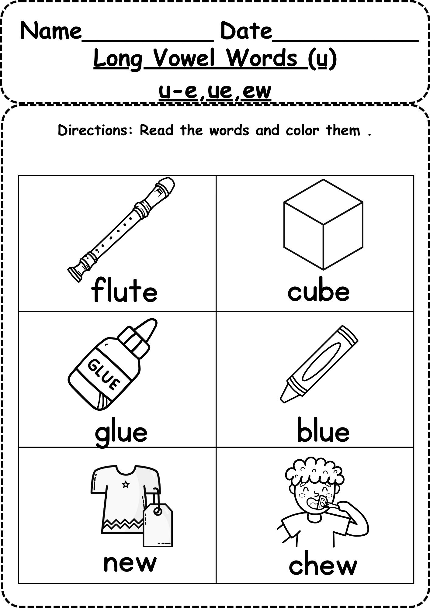 Long Vowels Worksheets Free Coloring Pages 5 Printables