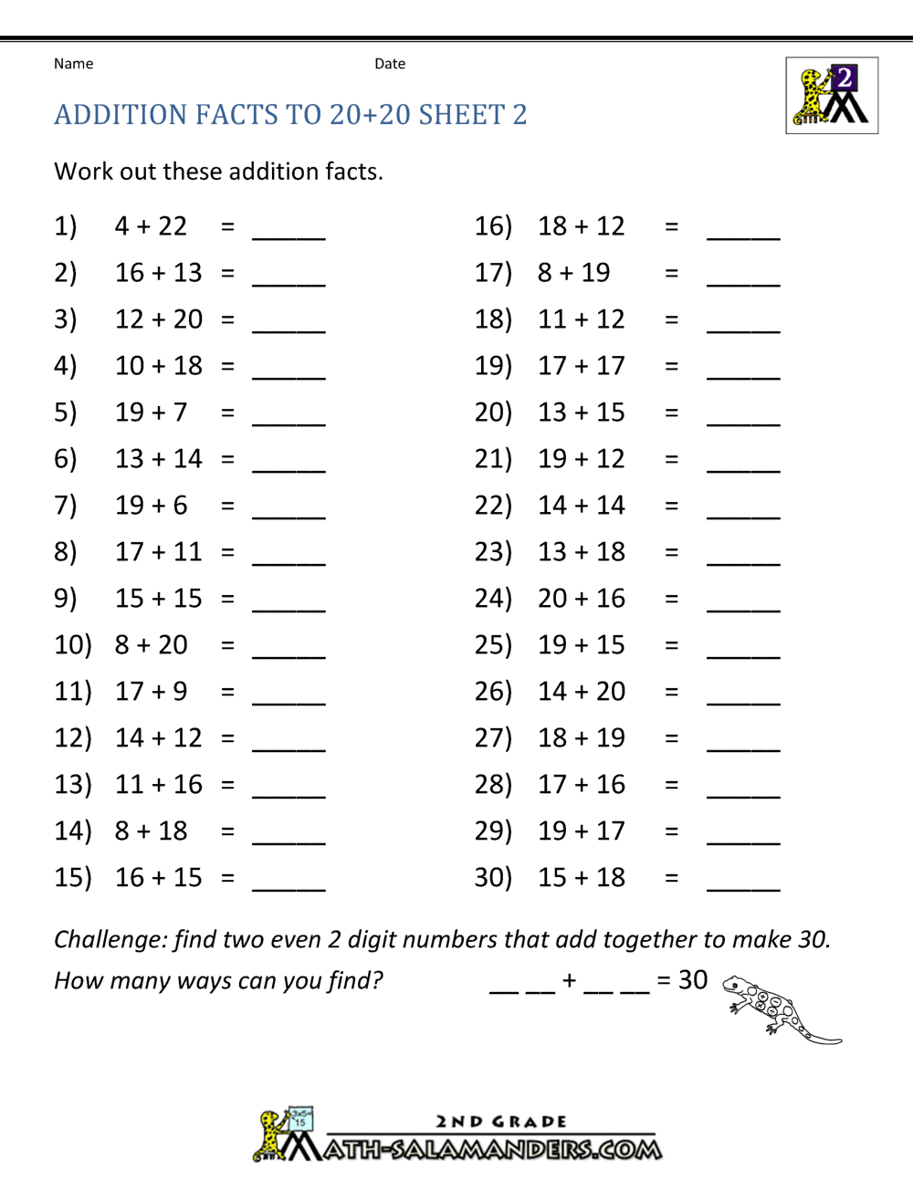 Math Facts 0 10 Addition
