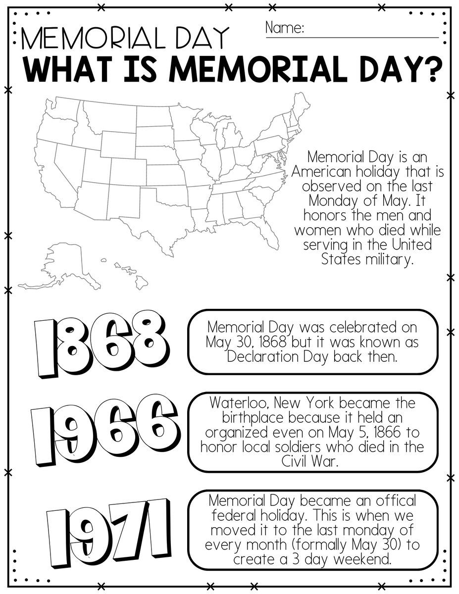 Memorial Day Printables Teaching Mama