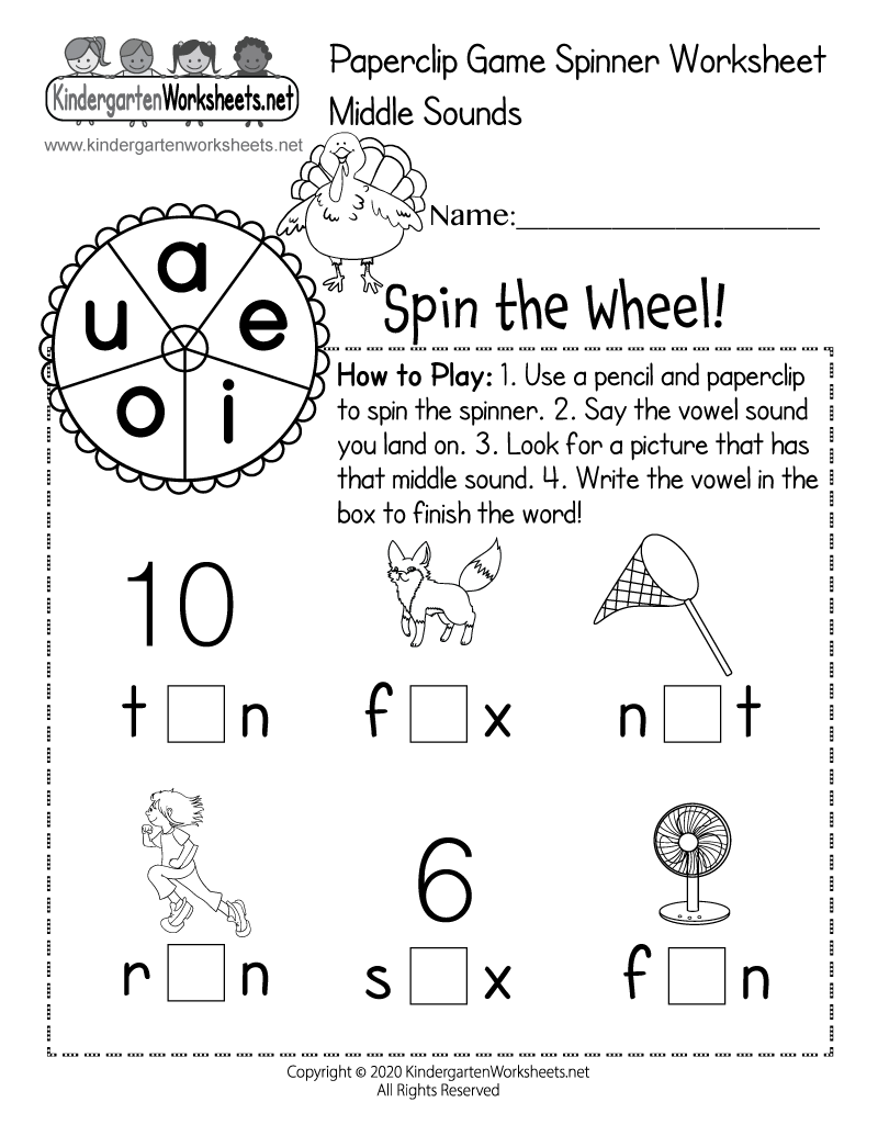 10 Printable Middle Sounds Worksheets Preschool 1st Grade Phonics And Literacy Etsy