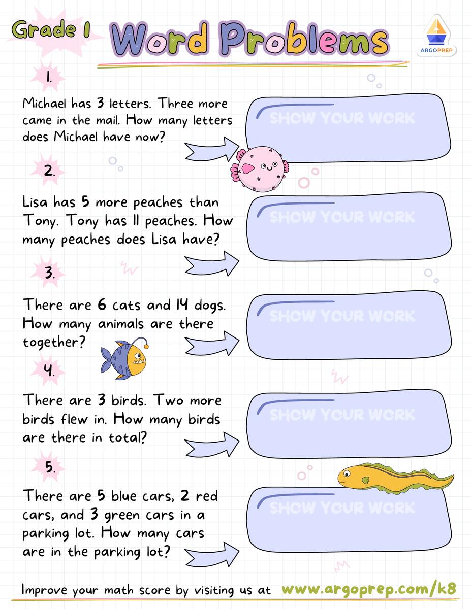 Mixed Addition And Subtraction Word Problems Worksheets For Grade 1 ArgoPrep