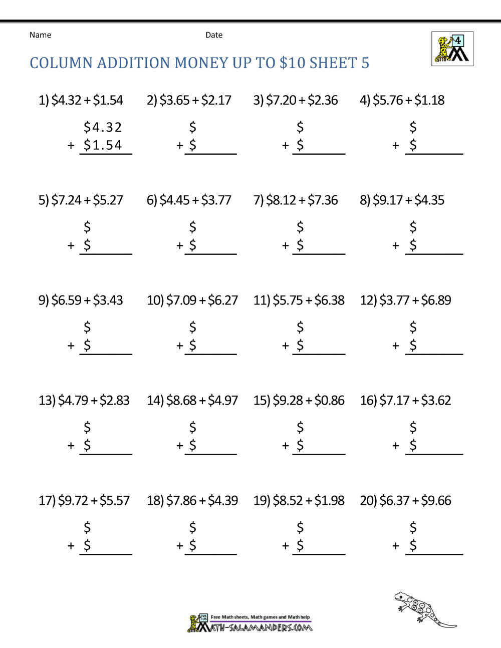 Counting Money Worksheets