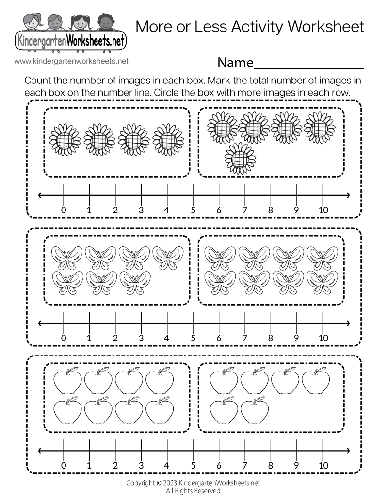 Kindergarten Comparing Numbers Worksheets