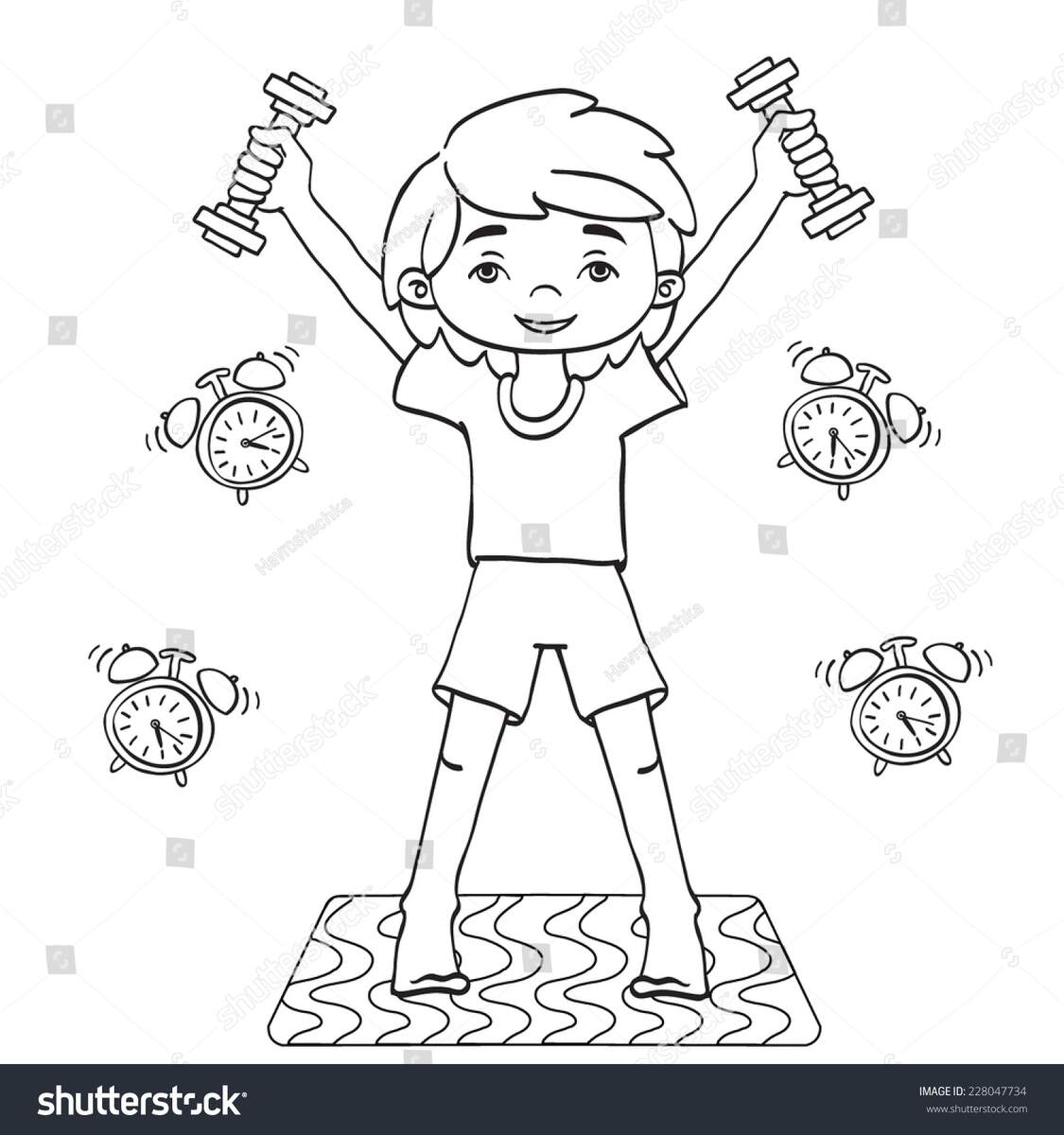 Morning Exercise Vector Contour Drawing Stock Vector Royalty Free 228047734 Shutterstock