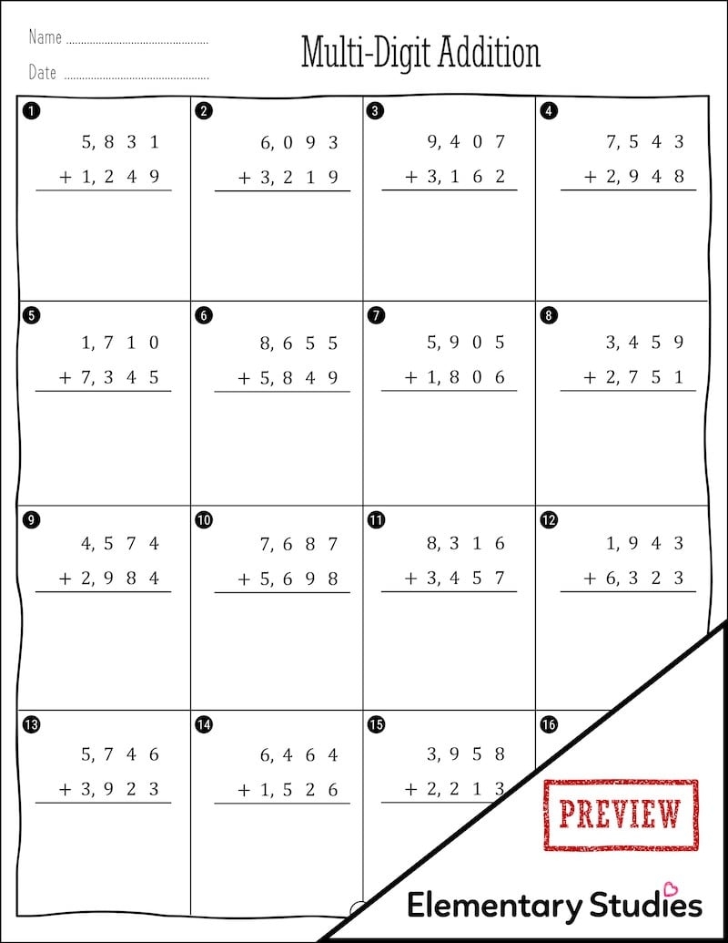 Addition Worksheets Paper Trail Design