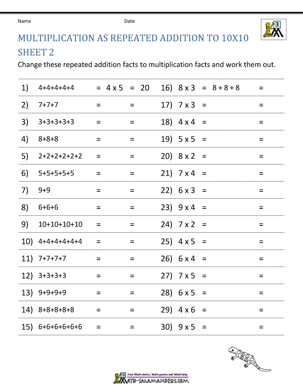 Kindergarten Repeated Addition Worksheet
