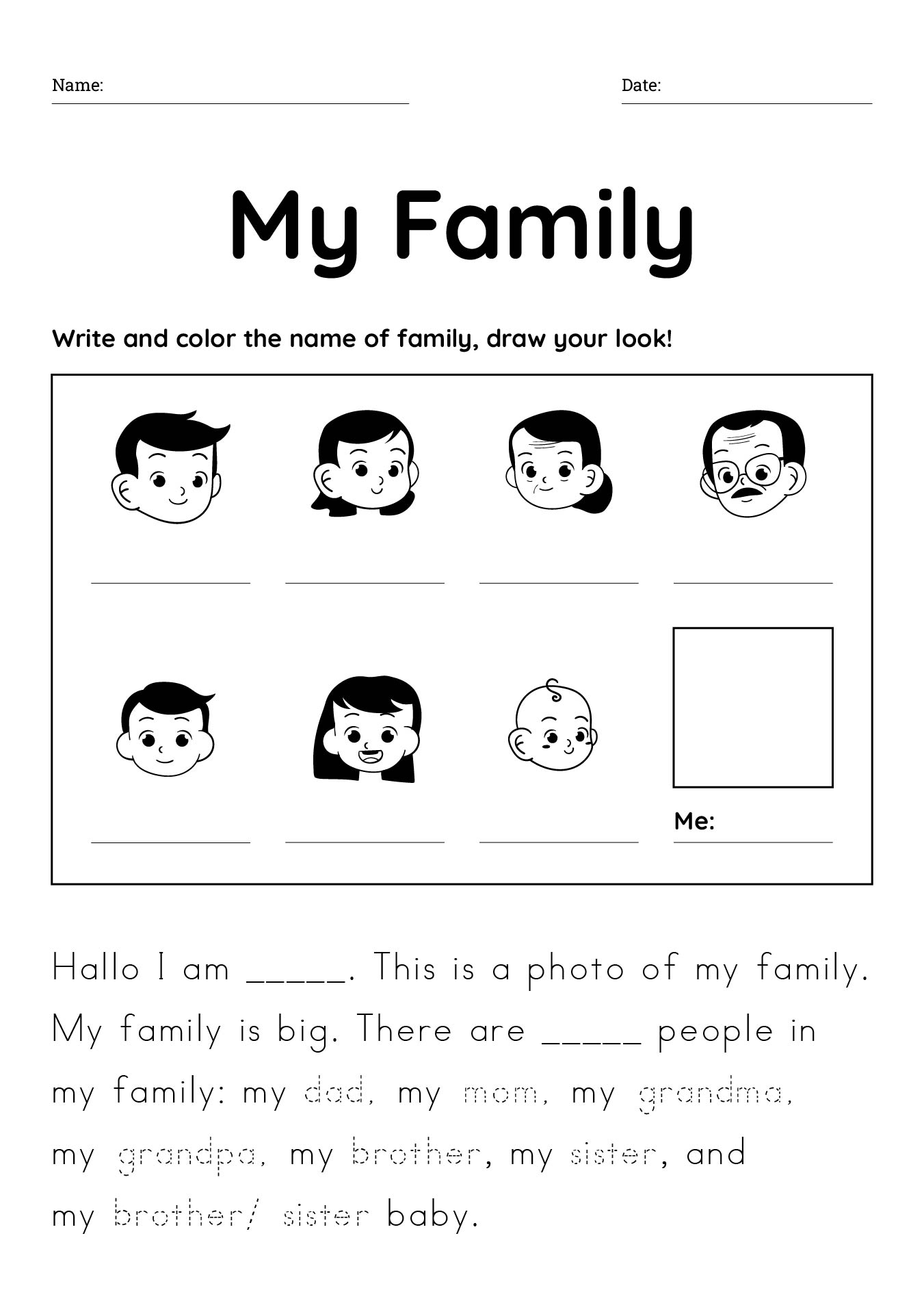 My Family Preschool 10 Free PDF Printables Printablee