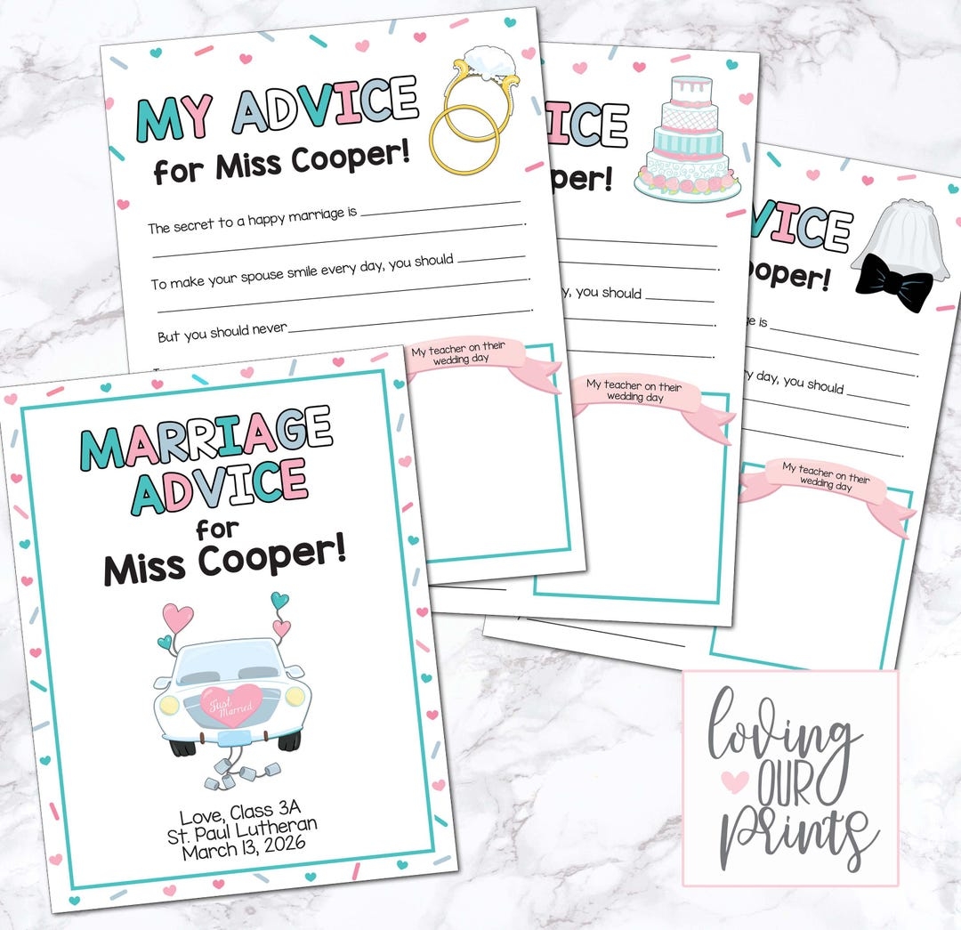 My Teacher Is Getting Married Advice Book From Students Marriage Advice For My Teacher Class Wedding Shower Advice For Newlyweds Etsy