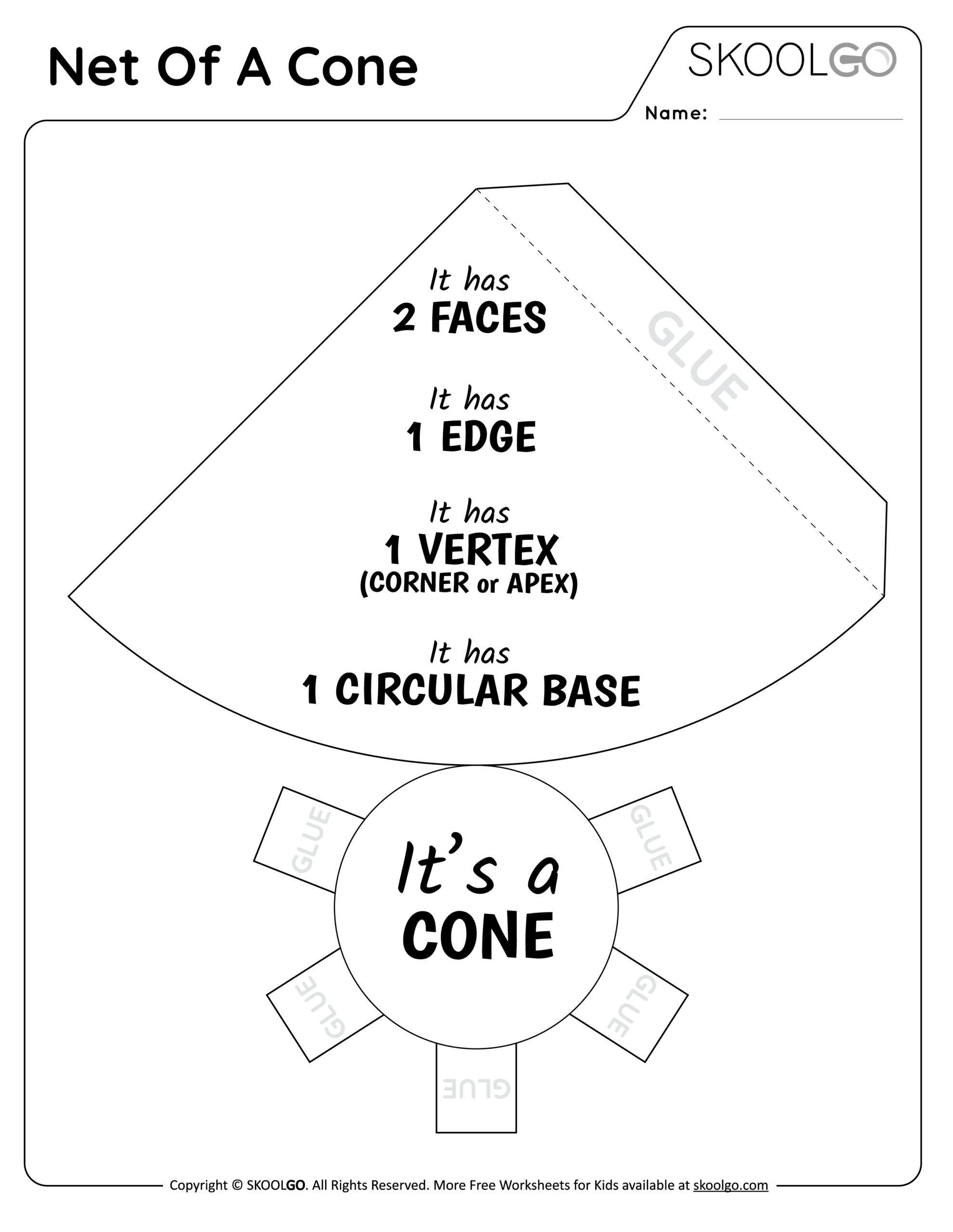 Net Of A Cone Free Worksheet SKOOLGO