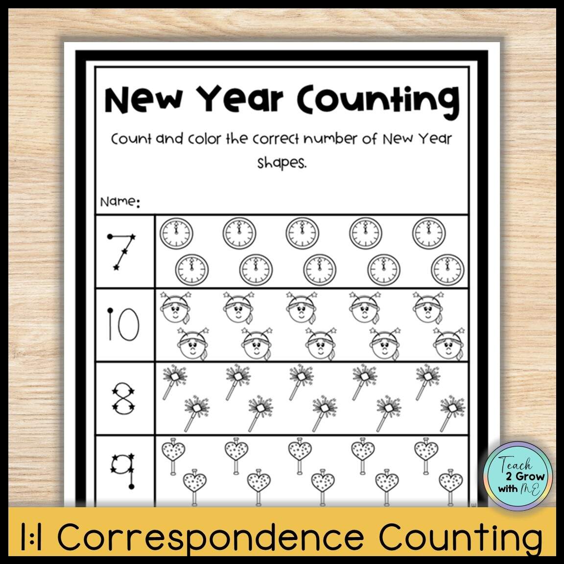 New Year Count Color Numbers 6 10 Worksheets For Kindergarten Math Centers Classful
