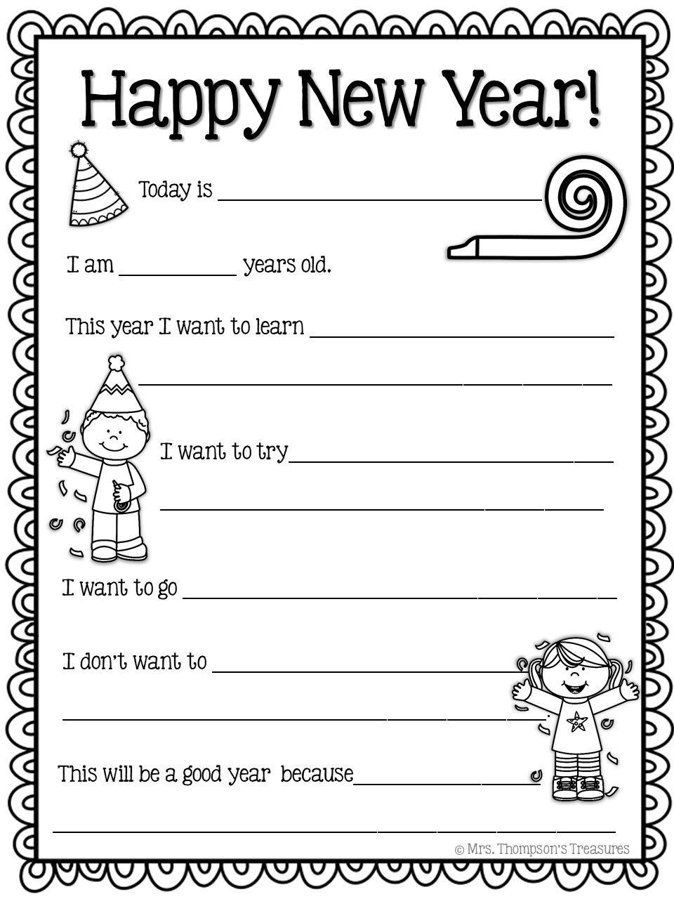 New Year Printables Mrs Thompson S Treasures