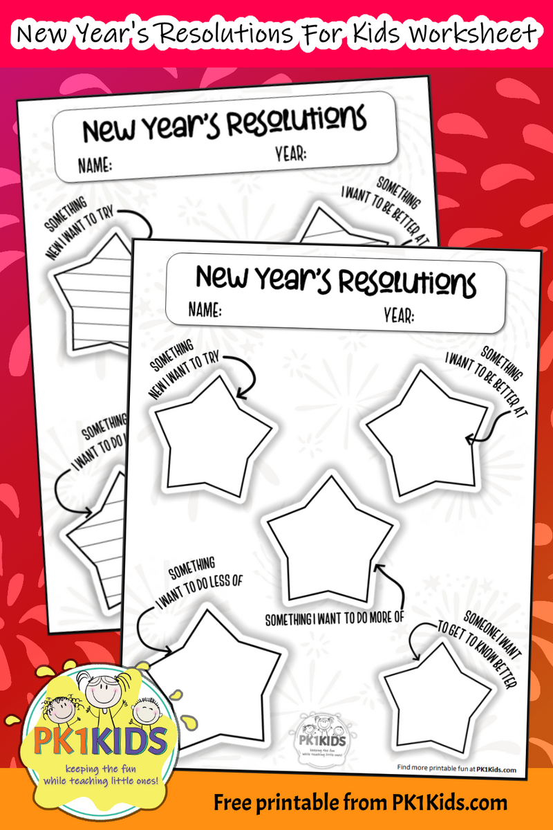 New Years Resolution Worksheet For Kids PK1Kids Worksheets Library