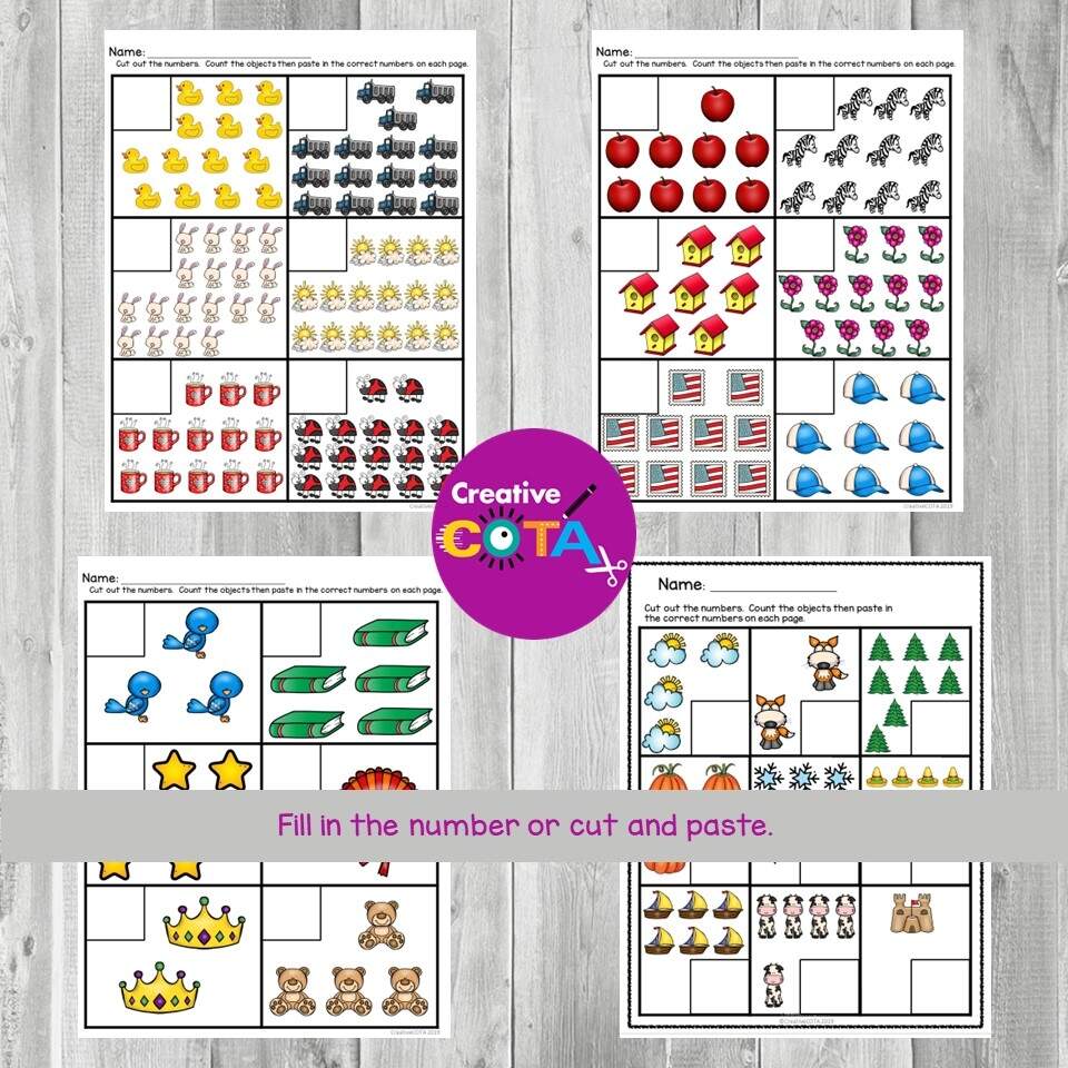 No Prep Cut And Paste Kindergarten Math Worksheets Numbers 1 20 Made By Teachers