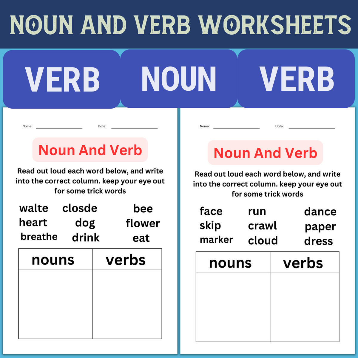 Noun And Verb Worksheets For Kindergarten Made By Teachers