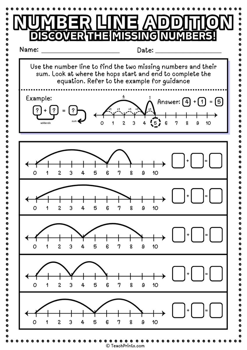 Number Line Addition Worksheets Free Teach Prints