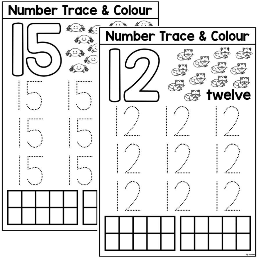 Number Trace Colour Worksheets 11 20 Top Teacher