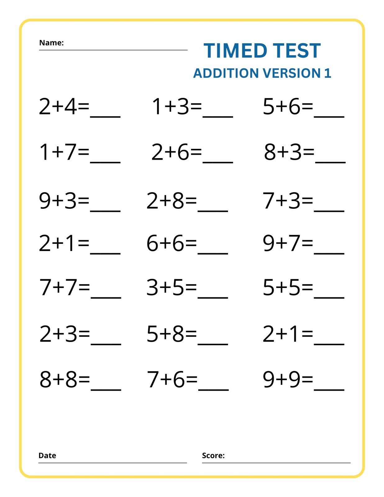 Page 2 Free 1st Grade Math Worksheet Templates To Customize Canva