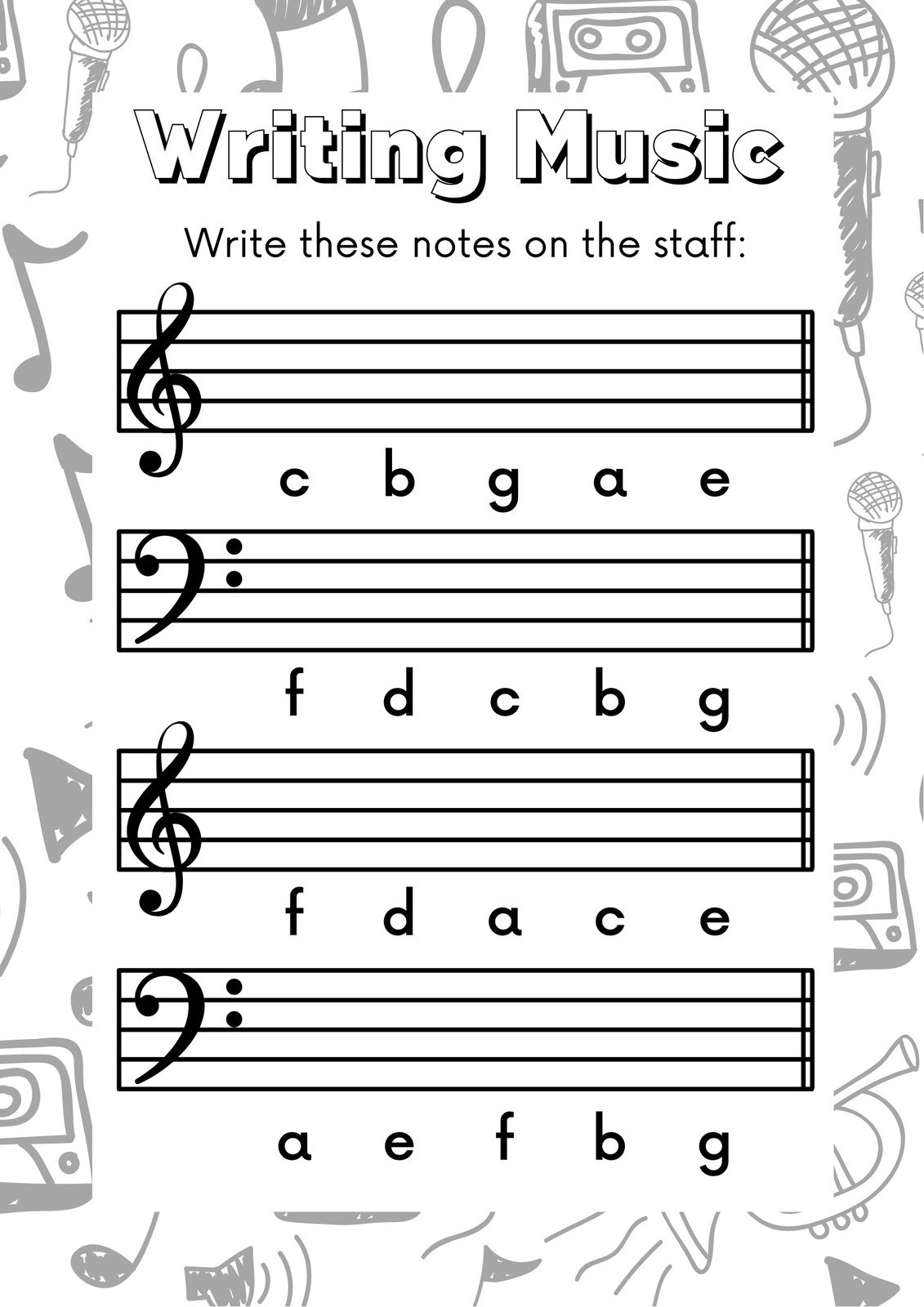 Free Music Tracing Sheets For Young Musicians