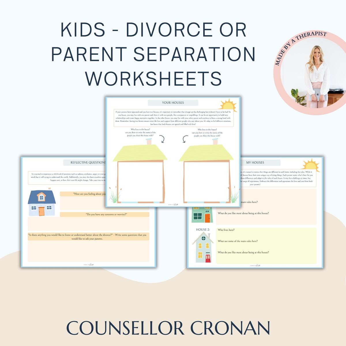 Parent Separation Or Divorce Worksheets For Kids My Houses Therapy Resources Social Emotional Learning Positive Mindset Change For Kids Etsy