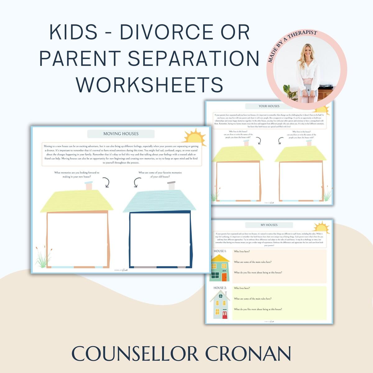 Parent Separation Or Divorce Worksheets For Kids My Houses Therapy Resources Social emotional Learning Positive Mindset Change For Kids Etsy