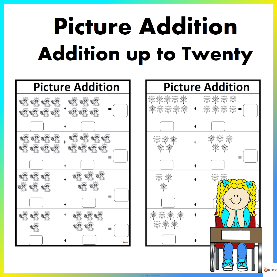 Addition Number Range Up To 20 Math Worksheet Royalty Free Vector VectorStock