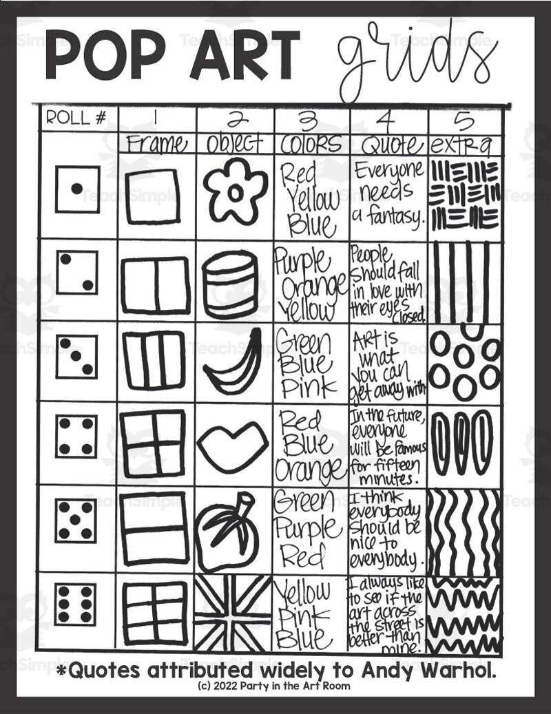 Pop Art Grids Art Lesson For Kids By Teach Simple